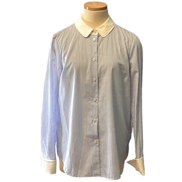 Kate Spade Striped Button Down Shirt, Blue/White, size 10 - Picture 4 of 14